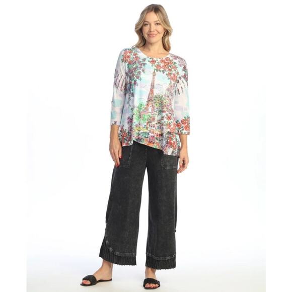 Jess & Jane Tops - Jess & Jane French Paris Cafe Long Sleeve Tunic T-Shirt Artsy Womens Small